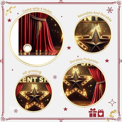 Talent Show Backdrop Banner Starlight Stage Theme Background Decor for Boys Girls Performance Magic Shows Talent Party Birthday Party Favors Decorations Supplies 72x43in-BECKTEN in Kuwait