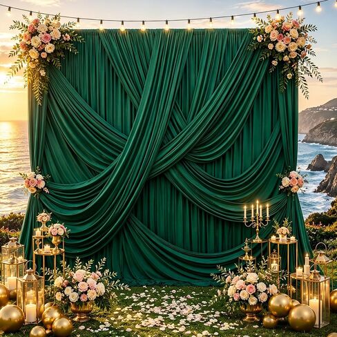 10ft x 10ft White Backdrop Curtains for Parties, 2 Panels 5ft x 10ft Wrinkle-Free Polyester Photo Backdrop Drapes for Wedding Birthday Baby Shower Graduation Photography Background in Kuwait