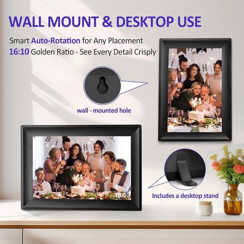 WiFi Uhale Digital Picture Frame,1280x800 HD IPS Touch Screen,Share Videos Photos Instantly Send Wishes via Uhale App from Anywhere, Gifts for Mother' Day(10.1 Inch) in Kuwait