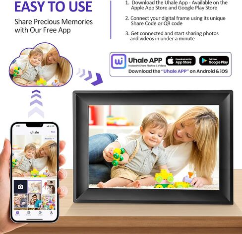 WiFi Uhale Digital Picture Frame,1280x800 HD IPS Touch Screen,Share Videos Photos Instantly Send Wishes via Uhale App from Anywhere, Gifts for Mother' Day(10.1 Inch) in Kuwait