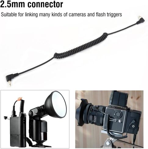 Acouto 2.5mm Flash Sync Cable for Professional Photography with Screw Lock Coiled Design for Camera Flash Trigger 100cm Long in Kuwait