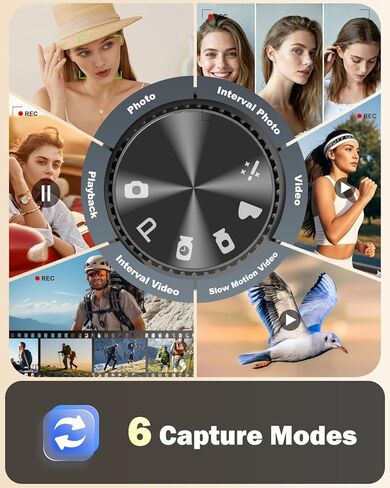 NBD 8K Digital Cameras for Photography,64MP Camara Fotograficas,Travel Vlogging Cameras for YouTube with 180°Flip Screen,16X Digital Zoom,2 Batteries,32GB TF Card,52mm Macro Lens (Black) in Kuwait