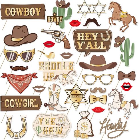 33Pcs Western Cowboy Cowgirl Photography Props Kit Western Party Decoratins in Kuwait