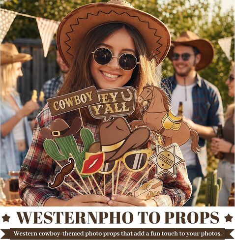 33Pcs Western Cowboy Cowgirl Photography Props Kit Western Party Decoratins in Kuwait