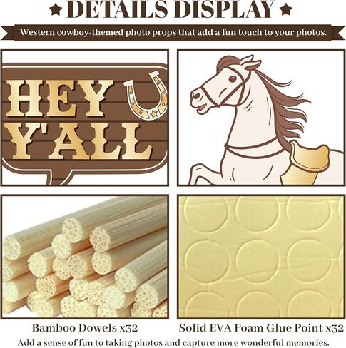 33Pcs Western Cowboy Cowgirl Photography Props Kit Western Party Decoratins in Kuwait