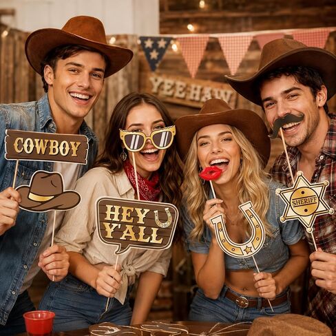 33Pcs Western Cowboy Cowgirl Photography Props Kit Western Party Decoratins in Kuwait
