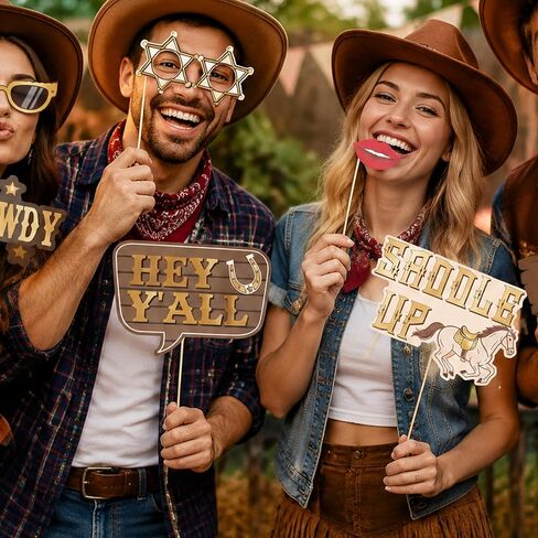 33Pcs Western Cowboy Cowgirl Photography Props Kit Western Party Decoratins in Kuwait