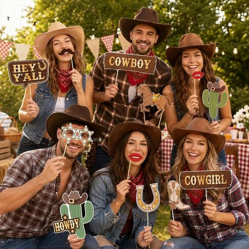 33Pcs Western Cowboy Cowgirl Photography Props Kit Western Party Decoratins in Kuwait