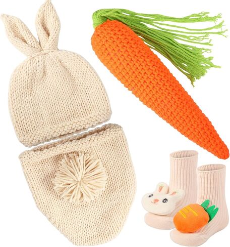 Vabean Easter Newborn Photography Prop Baby Boy Girl Photo Newborn Bunny Outfits Rabbit Hat Photoshoot Costume 0-6 Months in Kuwait