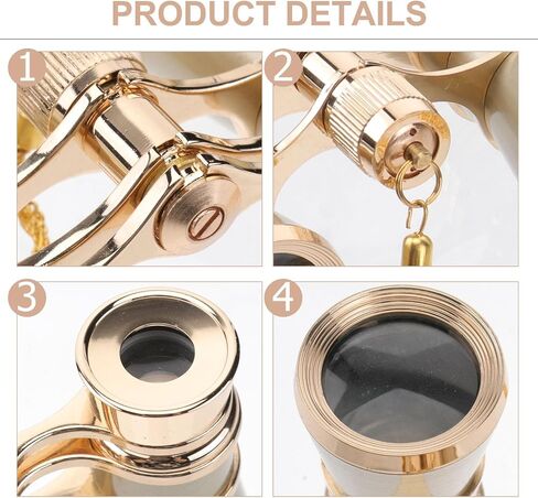 OUNONA 3x25 High Definition Binoculars with Low-Light Capability and Aluminum Alloy Build, Portable Telescope for Travel and Events, Stylish Golden Design with Chain in Kuwait