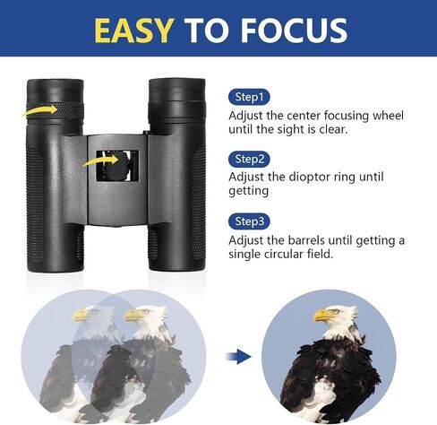 Compact Foldable Mini Binoculars, Portable Lightweight HD Binoculars with Clear Low Light Vision for Outdoor Travel, Concert, Sports Game, Hiking, Sightseeing in Kuwait