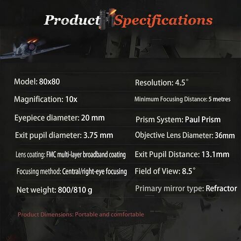 Binoculars 80x80 Long Range for Outdoor Hiking Birdwatching Hunting Travel | High-Magnification Hd Night Vision Binoculars Adult Kids High Power Stand Bird Watching Binocular Zoom Hiking Camping in Kuwait