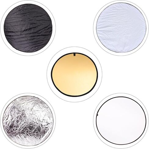 ULTECHNOVO 60cm 5-in-1 Portable Photography Reflector and Soft Light Diffuser Panel for Studio and Outdoor Photo Shoots in Kuwait