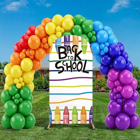 6FT Back to School Arch Backdrop Cover Classroom Stretchy Backdrop Stand | Spandex Arch Cover First Day of School Decorations for Birthdays Parties Ceremonies School Events in Kuwait