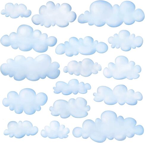 DECOWALL Soft Blue Cloud Wall Stickers Decals for Kids Nursery (DS9-1702) | Peel and stick, removable sky decor with 16 assorted fluffy clouds for baby room, bedroom, playroom, classroom and ceiling in Kuwait