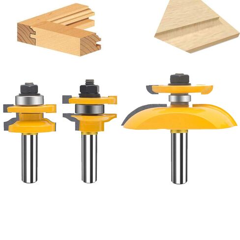 TATAIWAIN 1/2-Inch Shank 3 Bit Raised Panel Cabinet Door Router Bit Set Back-Cutter Panel Bits, Door Cabinet Drawer Cutter, Router Bits Sets Wood CNC Milling Tool for Woodworking(3) in Kuwait