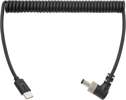 USB C Type C PD to DC 5.5 2.5mm Right Angle Locking Fast 12V Coiled Power Cable with Indicator Suitable for Atomos Ninja V/Shogun, PIX-E5/E, SmallHD, Blackmagic, Video Monitors, 58" in Kuwait