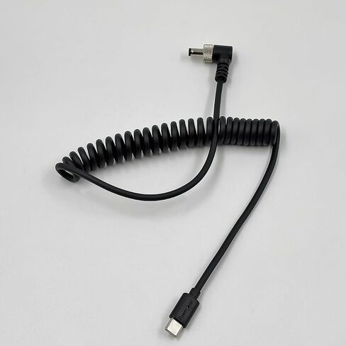 USB C Type C PD to DC 5.5 2.5mm Right Angle Locking Fast 12V Coiled Power Cable with Indicator Suitable for Atomos Ninja V/Shogun, PIX-E5/E, SmallHD, Blackmagic, Video Monitors, 58" in Kuwait