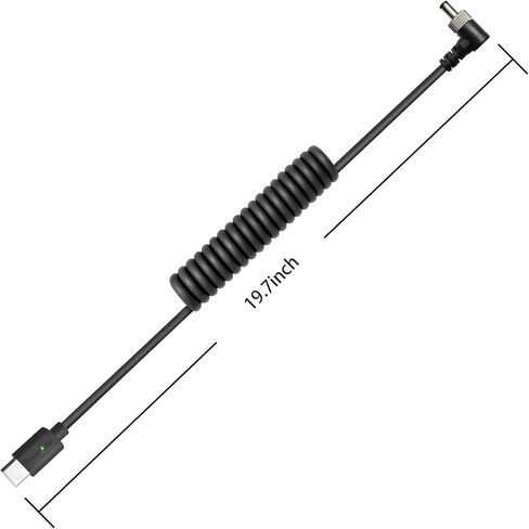 USB C Type C PD to DC 5.5 2.5mm Right Angle Locking Fast 12V Coiled Power Cable with Indicator Suitable for Atomos Ninja V/Shogun, PIX-E5/E, SmallHD, Blackmagic, Video Monitors, 58" in Kuwait