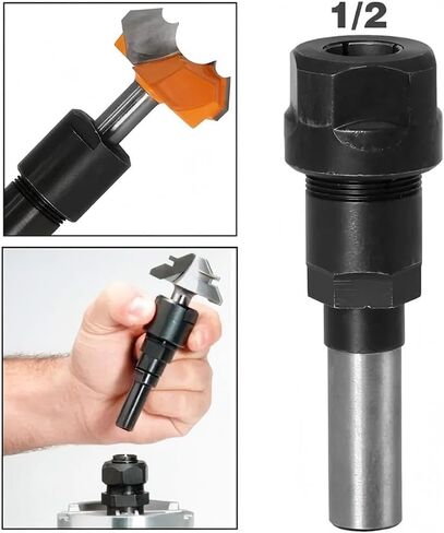 1 Pcs 1/2-Inch Shank Router Bit Collet Extension, Adapter for 1/2-inch Shank Bits Extends The Router Bit an Additional 2-1/4" in Kuwait