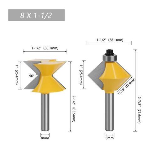 2 Pcs 8Mm Shank 90 Degree V Design Groove Edge Banding Router Bits Set Plate Splicing Woodworking Milling Cutter in Kuwait