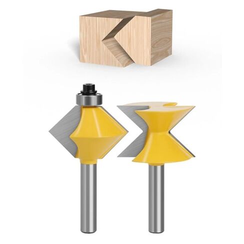2 Pcs 8Mm Shank 90 Degree V Design Groove Edge Banding Router Bits Set Plate Splicing Woodworking Milling Cutter in Kuwait