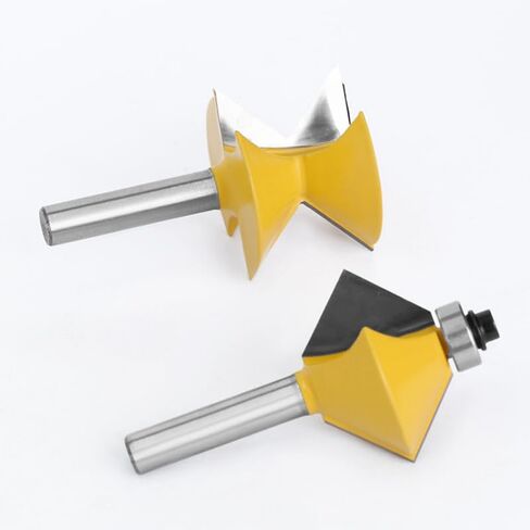 2 Pcs 8Mm Shank 90 Degree V Design Groove Edge Banding Router Bits Set Plate Splicing Woodworking Milling Cutter in Kuwait
