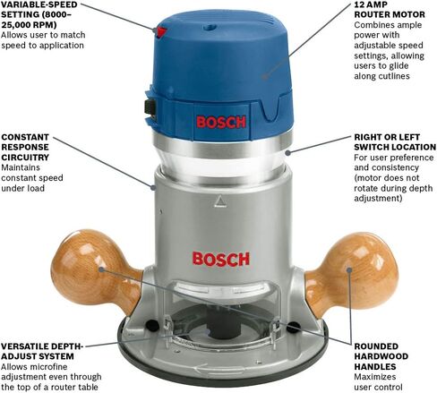 BOSCH RA1141 Portable Benchtop Router Table and 1617EVS 2.25 HP Electronic Fixed-Base Router in Kuwait