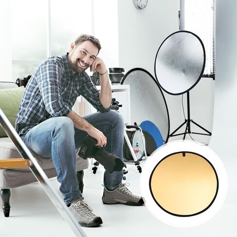 ULTECHNOVO Collapsible Photography Reflector Light Reflector Double-Sided Silver Gold Reflective Board for Photo Studio Video Lighting in Kuwait