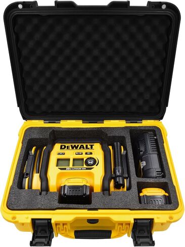 Air Compressor Hard Storage Case for DEWALT 20V MAX Tire Inflator: DCC020IB | Waterproof, Dustproof and Shockproof Hard Shell Case for Inflator, Battery, Charger and Accessories, Black and Red, Case Only in Kuwait