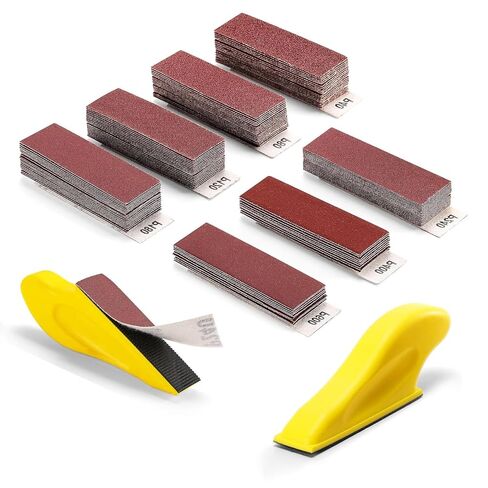 Micro Detail Sander Kit, 3.5" x 1" Mini Handle Sander with 120 PCS Sandpaper 40-600 Grit for Wood Finishing, Crafts, Tight Spaces and Small Projects in Kuwait