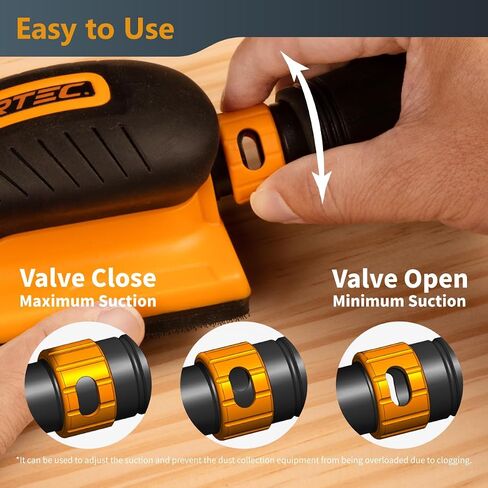 POWERTEC Vacuum Sanding Block w/ 1" OD Dust Collection Port & Hook and Loop Sandpaper (40, 80, 120, 180, 240 Grit 10 Each) for Woodworking, Dust-Free Sanding Tool for Auto Body, Paint, Drywall (71514) in Saudi Arabia