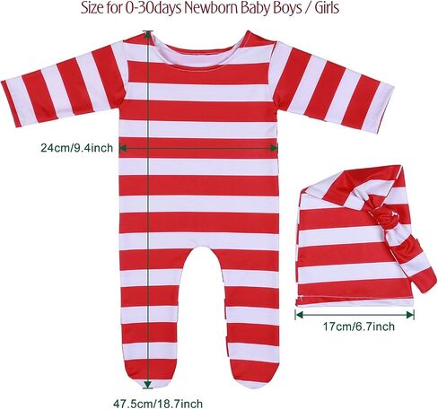 ForBaysy Newborn Baby Christmas Photo Props Outfit Infant Boys Girl Photoshoot Costume Red jumpsuit With Xmas Hat in Kuwait