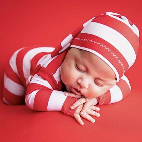 ForBaysy Newborn Baby Christmas Photo Props Outfit Infant Boys Girl Photoshoot Costume Red jumpsuit With Xmas Hat in Kuwait