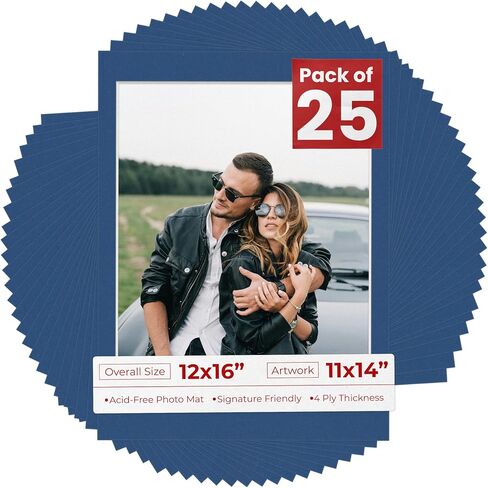 Steel Blue Mat Board for 12x16 Frames - Fits 11x14 Photos - 1 Mat in Kuwait