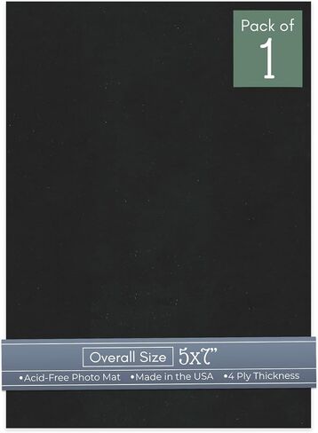 CountryArtHouse Black Suede Acid Free 5x7 Backing Board - Uncut Photo Mat Board - 1 Sheet in Kuwait