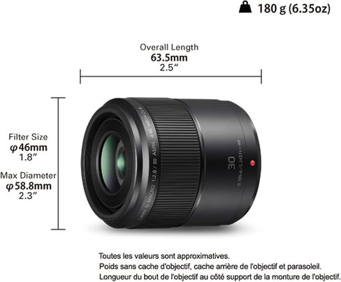 Panasonic LUMIX H-HS030E 30 mm Macro Camera Lens - Black in Kuwait