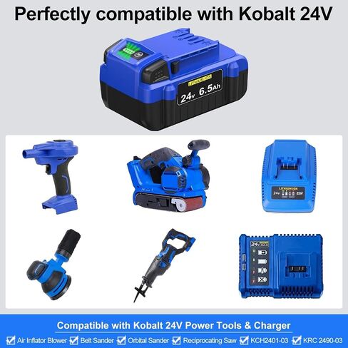 Upgraded！6500mAh Replacement for Kobalt 24V Battery KB624-03 KB524-03 KB424-03 KB224-03 KB124-03 Compatible with Kobalt 24V max Battery (2 Packs) in Saudi Arabia