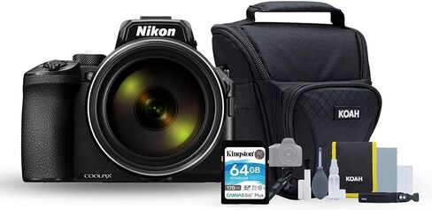 Nikon COOLPIX P950 Digital Camera (Black) Bundle | 64GB SDXC Canvas Go Plus 170MBPS Read Memory Card, Holster Case, Accessory for DSLR, (3 items) in Kuwait