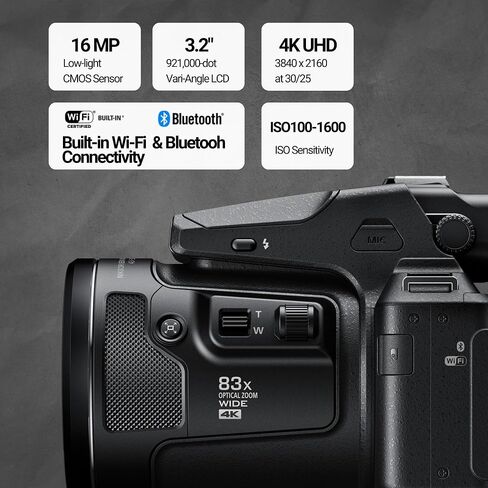 Nikon COOLPIX P950 Digital Camera (Black) Bundle | 64GB SDXC Canvas Go Plus 170MBPS Read Memory Card, Holster Case, Accessory for DSLR, (3 items) in Kuwait