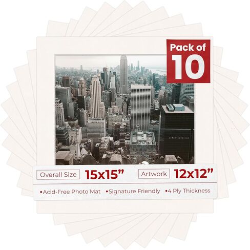 Silver Mist Mat Board for 15x15 Frames - Fits 12x12 Photos - 1 Mat in Kuwait