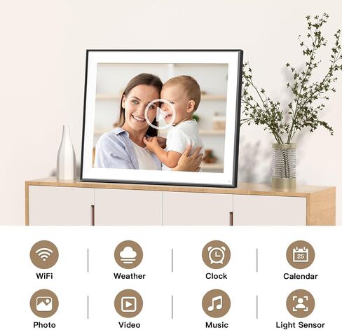 17" Digital Picture Frame Large-WiFi-Photo-Frame - 1280 * 960 FHD Touchscreen Display, 32GB Electronic Frame, Wall Mounted, Load Photos and Videos from Phone via App Email, Free Cloud, Gifts for Mom in Kuwait