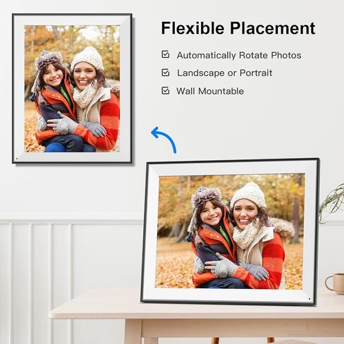 17" Digital Picture Frame Large-WiFi-Photo-Frame - 1280 * 960 FHD Touchscreen Display, 32GB Electronic Frame, Wall Mounted, Load Photos and Videos from Phone via App Email, Free Cloud, Gifts for Mom in Kuwait