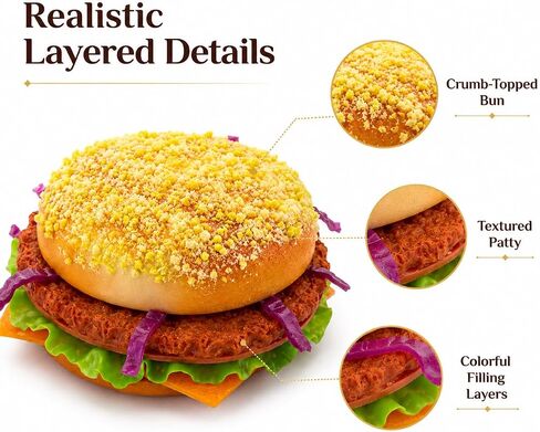Artificial HamburgerRealistic Fake Food Display Faux Burger Bread Model for Photography Prop Kitchen Food Fake Display Home Kitchen Decor in Kuwait