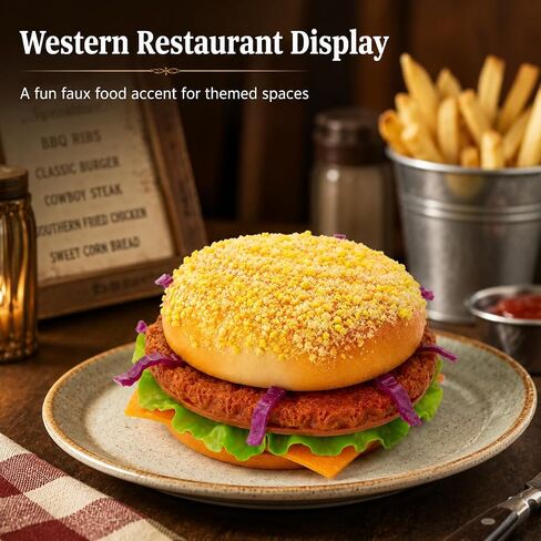Artificial HamburgerRealistic Fake Food Display Faux Burger Bread Model for Photography Prop Kitchen Food Fake Display Home Kitchen Decor in Kuwait
