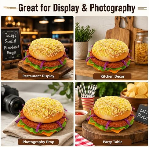 Artificial HamburgerRealistic Fake Food Display Faux Burger Bread Model for Photography Prop Kitchen Food Fake Display Home Kitchen Decor in Kuwait