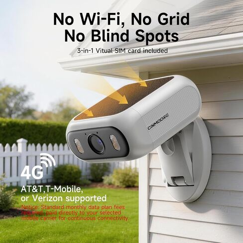 1080P Solar Security Camera, 4G LTE Cellular Security Camera Wireless Outdoor, with SIM Card, No WiFi, Magnetic Folding Mount, AI Motion Detection, Full Color Night Vision, Two-Way Audio in Kuwait