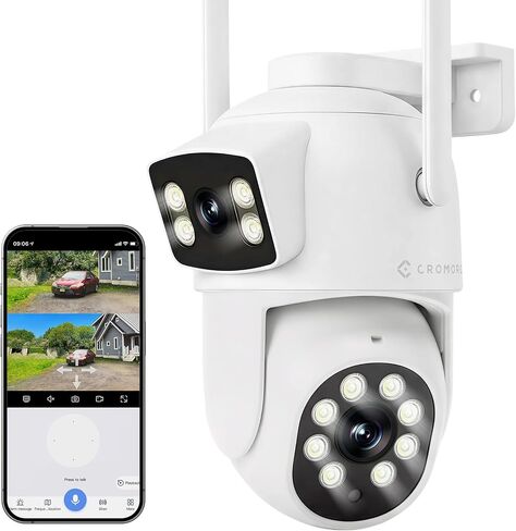 WiFi Security Camera 4MP, Dual Lens View, Pan Tilt Fixed, Tracking | Indoor Outdoor, Humanoid Motion Detection, 2-Way Audio, IP66 Waterproof Spotlight Siren Alarm, Full Color Night Vision in Kuwait