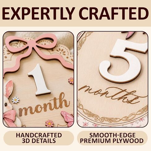 Wooden Baby Monthly Milestone Signs Blue Marine Bear 1-24 Months | Newborn Boy Photography Props, Baby Shower Registry Gift, Infant Age Markers, Growth Tracker, Nursery Decor Keepsake, Oval in Kuwait