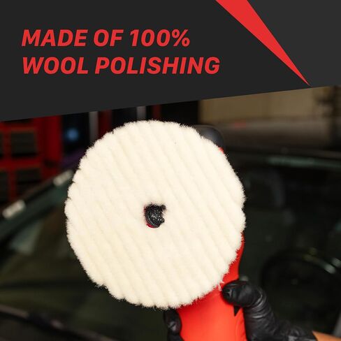 Maxshine 5" Universal Wool Buffing & Polishing Pad for Cutting | 100% Natural Wool with Hook & Loop Backing | DA Polisher Compatible | Professional Pad for Heavy Defect Removal & Paint Correction in Saudi Arabia